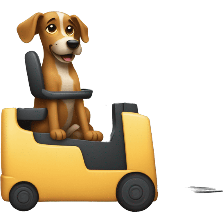 A dog driving a forklift casually  emoji