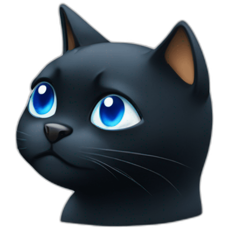 a black cat with blue eyes works on the stock market emoji