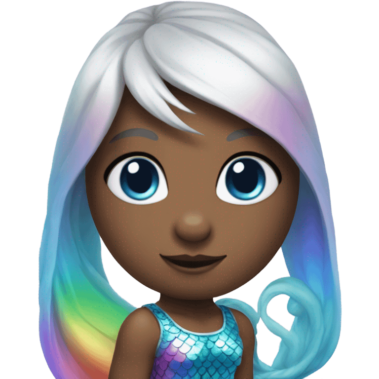 rainbow bunny with big blue eyes wearing rainbow mermaid costume  emoji