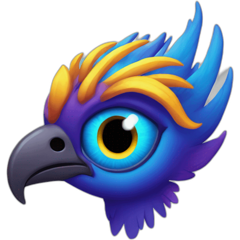 Blue Purple Phoenix Fire Head Big Eyeys emoji