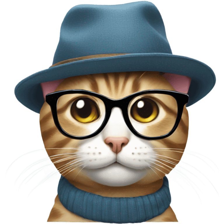 cat with glasses with cute hat emoji