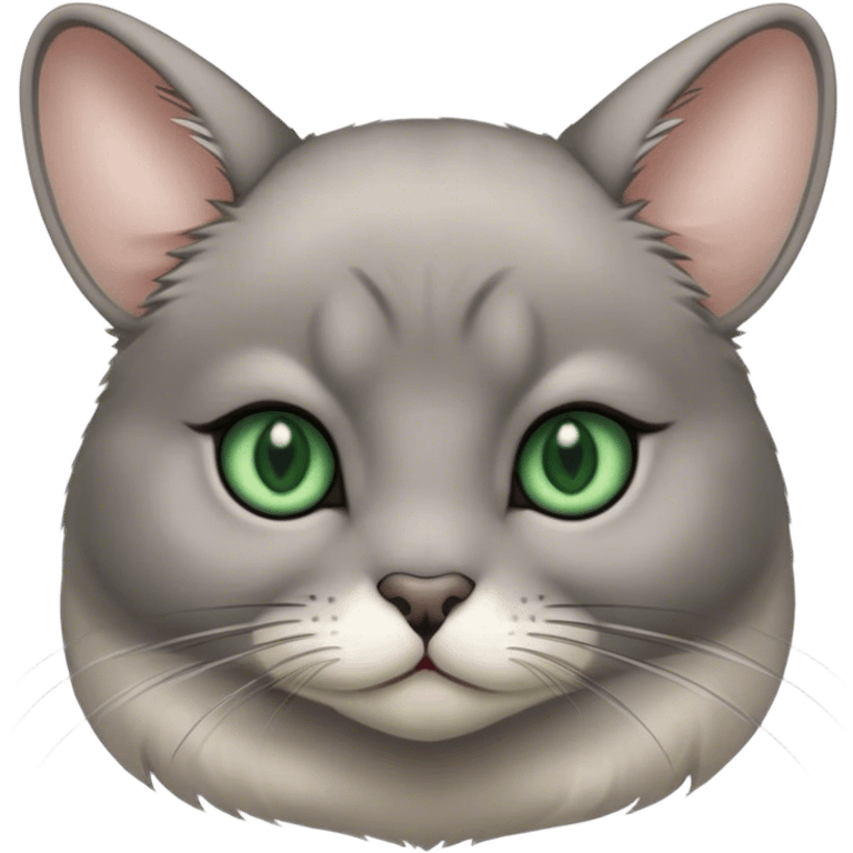 Grey hair and dark green eyes Chinchilla cat emoji