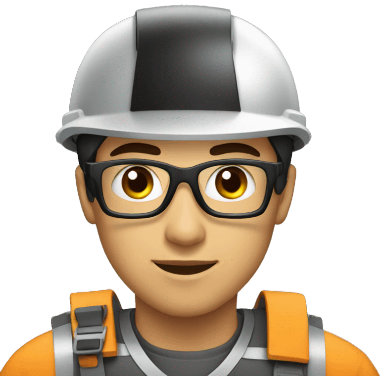 young man in engineering with black helmet emoji