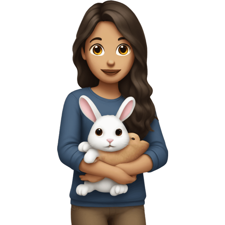 brunette girl holding a bunny  emoji