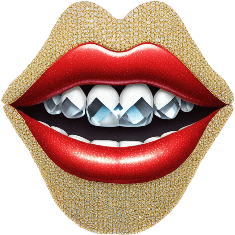 Lip print diamond teeth emoji  emoji