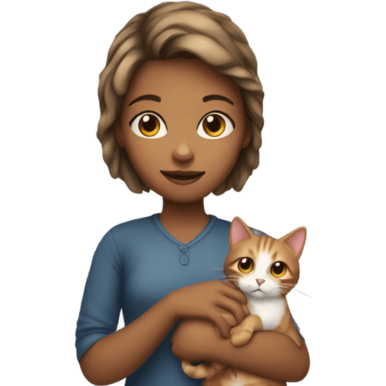 Girl holding a cat emoji