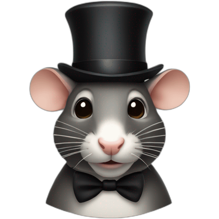 front facing rats face wearing a bowler hat emoji