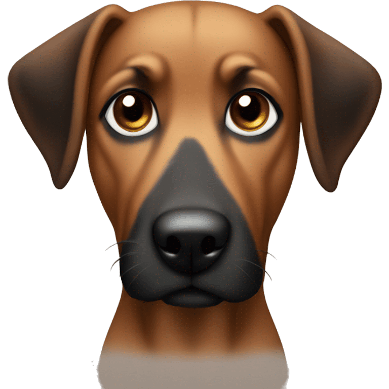 Brown dog with black splotches with pointy ears  emoji