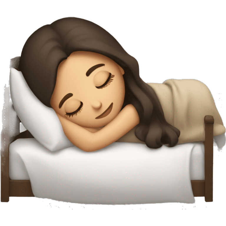 brunette girl sleeping cozy emoji