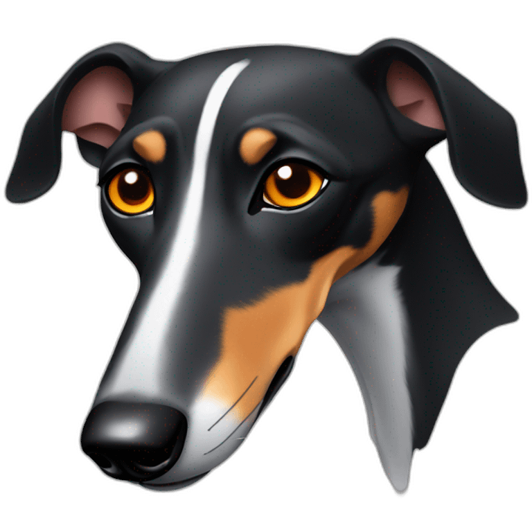 black whippet’s head with orange eyes emoji