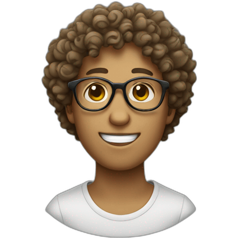 A person with curly hair wears glasses emoji