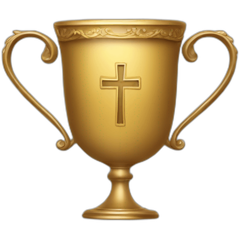 royal empty Christian cup for the winner with a cross on royal background emoji