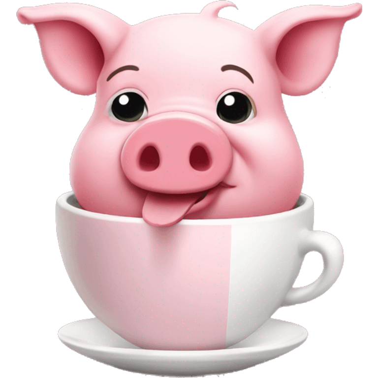 pink pig drinking coffee emoji