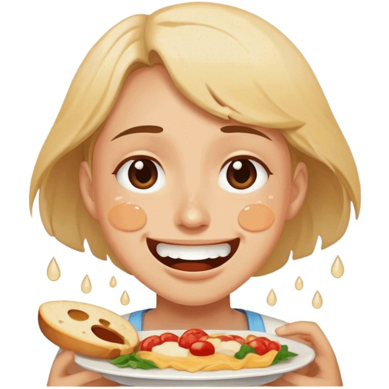 Happy tears and hungry emoji with food emoji