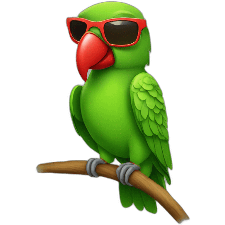 GreenParrot with red beak wearing sunglasses  emoji