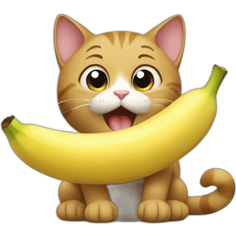 Cat eating banana emoji