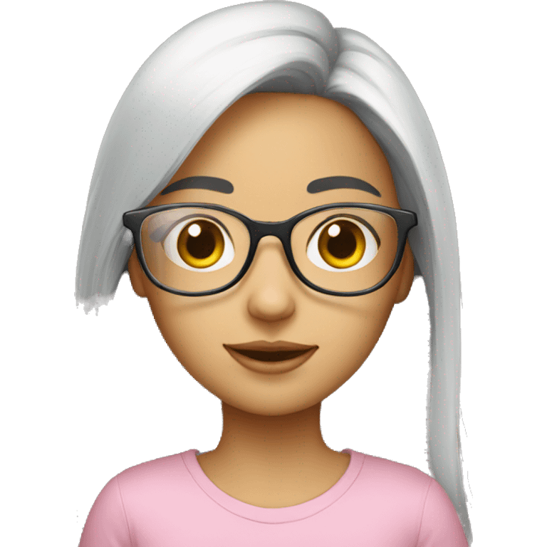 a cute girl wearing transparent glasses  emoji