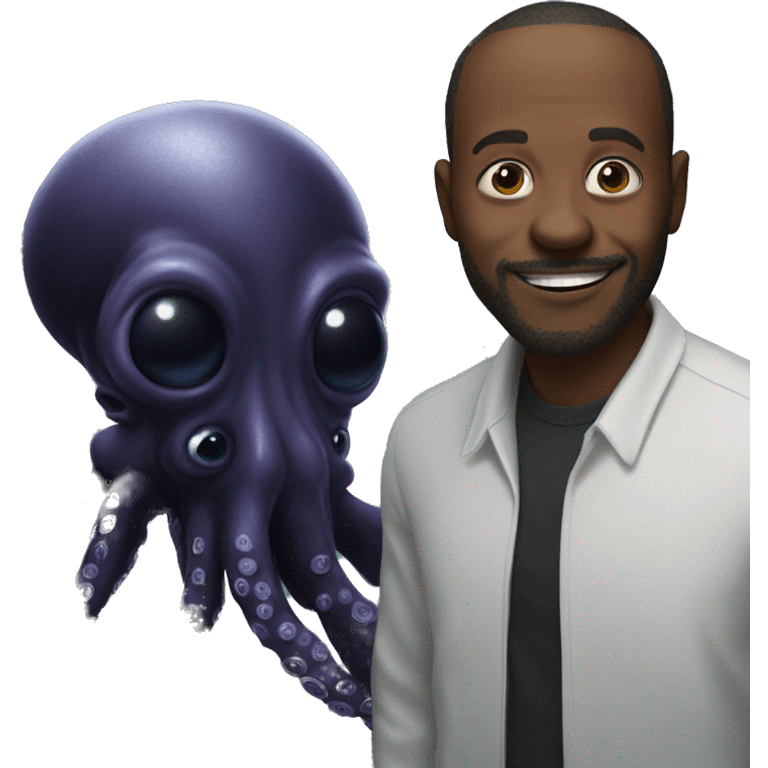 Black Alien Octopus next to a man emoji