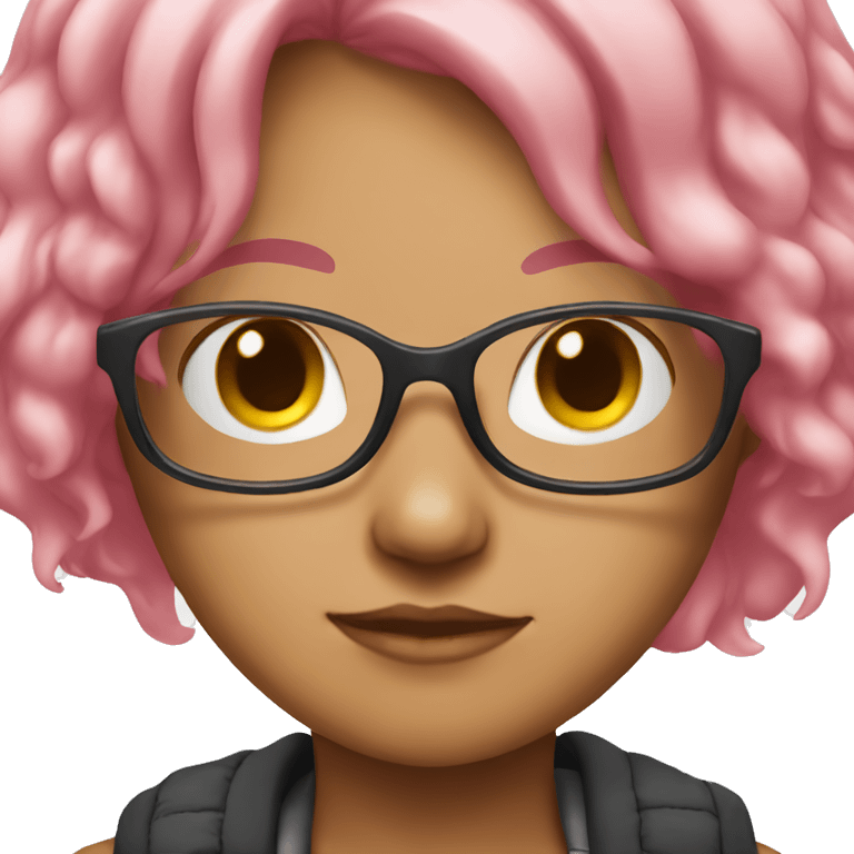 girl with pink hair and glasses emoji