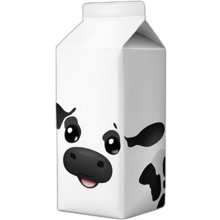 cute milk carton with black eyes with cow design black and white all over emoji