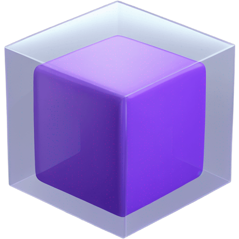 purple cube inside another glass cube isometric view emoji