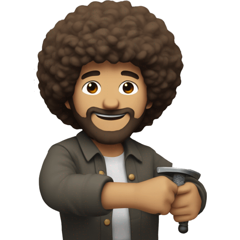 Bob Ross with a sword emoji