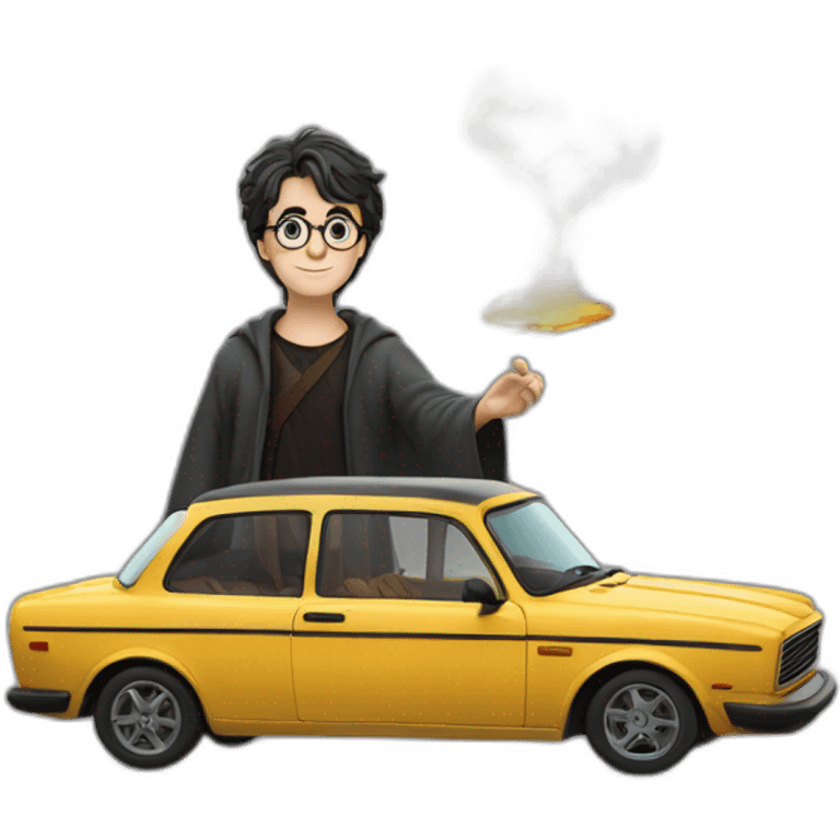 Harry potter whit a car emoji