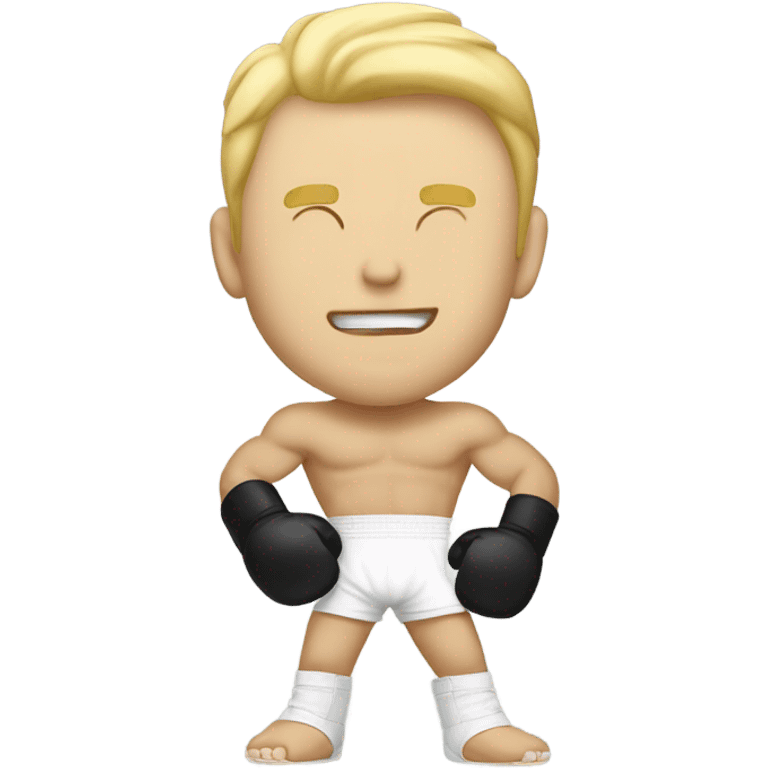 Super kickboxer guy who is white with blond hair celebrating  emoji