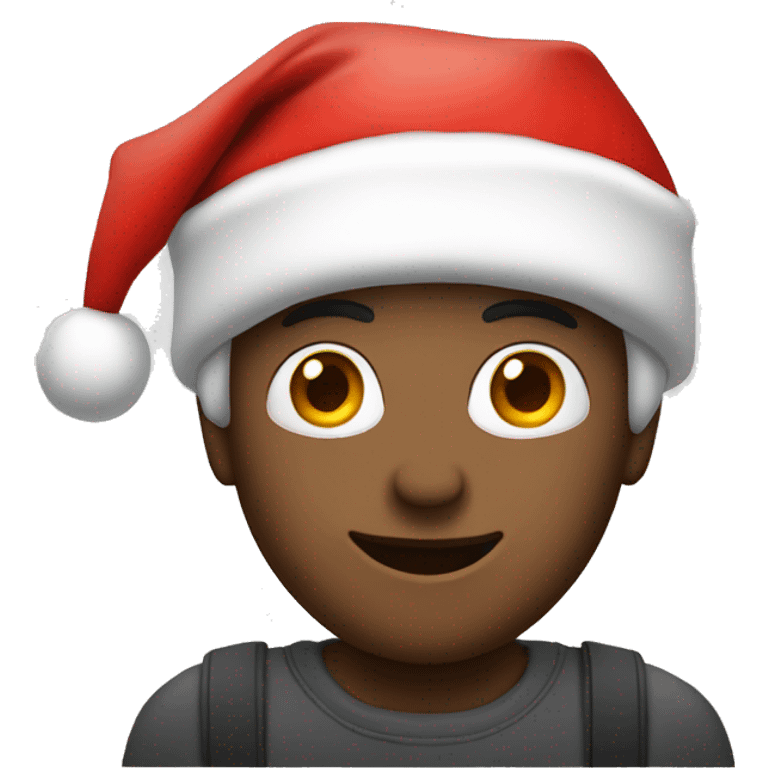 casual portrait of a guy with a Santa hat emoji