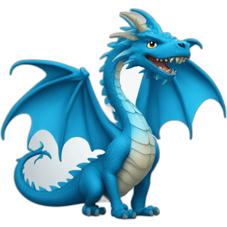 an entrepreneurial dragon, blue in color and with wings emoji