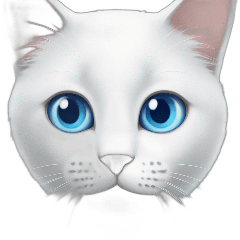 White cat with blue eyes have a party emoji