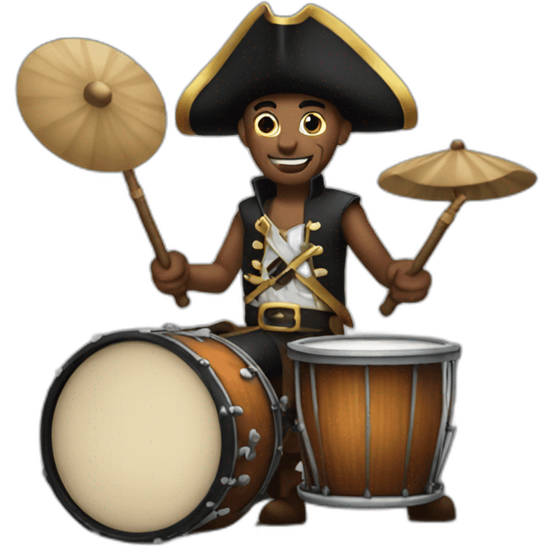 clean shaven pirate emoji playing drums emoji