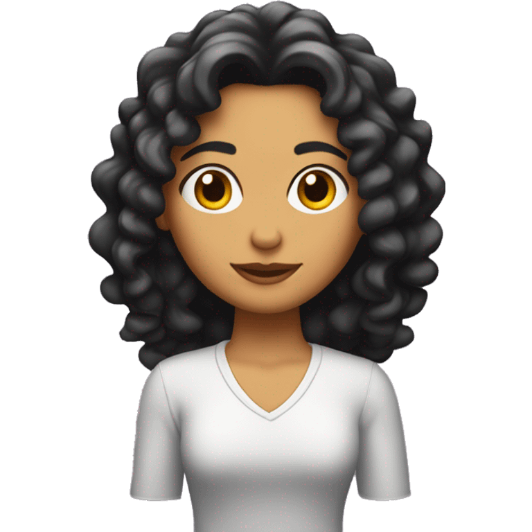 Chica morena con pelo rizado emoji