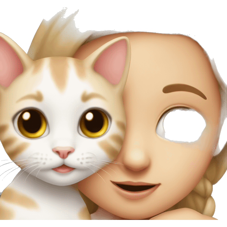 Baby Cat With Cute Girl  emoji