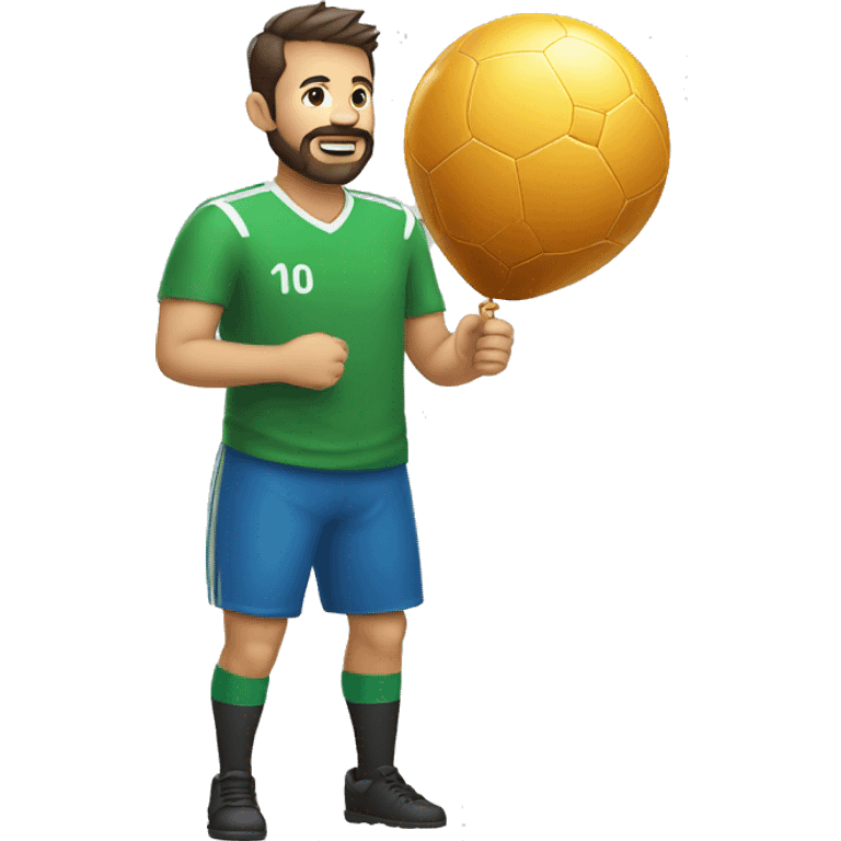 Homme Barbus avec un ballon de foot dans les mains  emoji