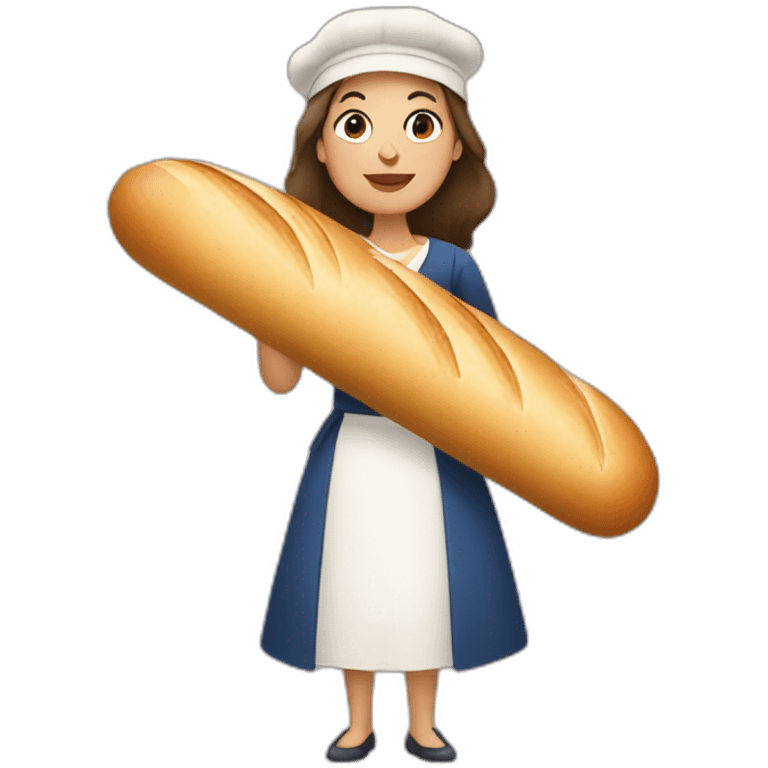 french woman holding a baguette emoji