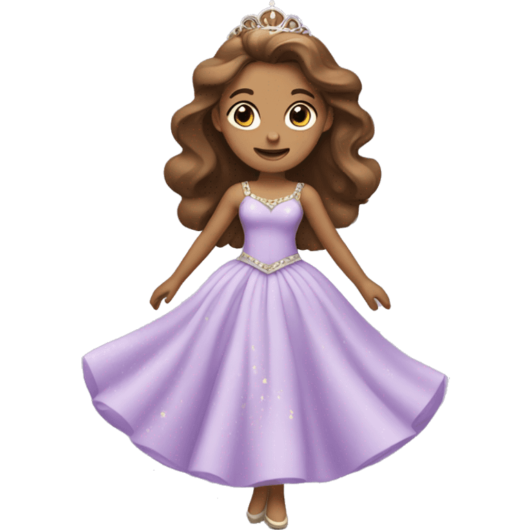 Dancing Princess in lilac dress with tiara with Brown hair emoji