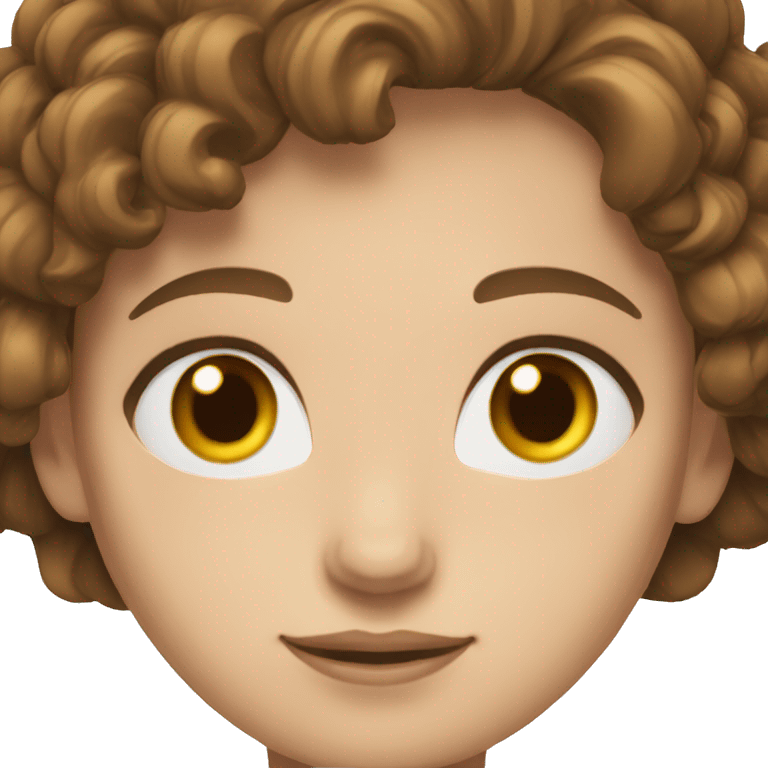 woman short brown wavy hair brown eyes white skin emoji