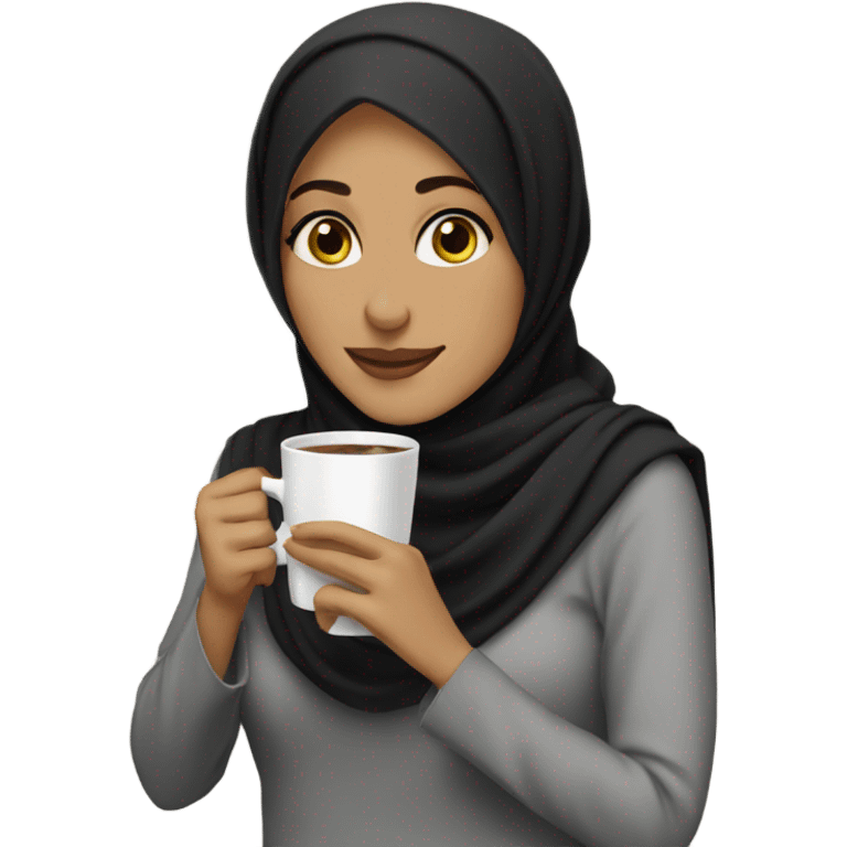 A hijabi drinking coffe emoji