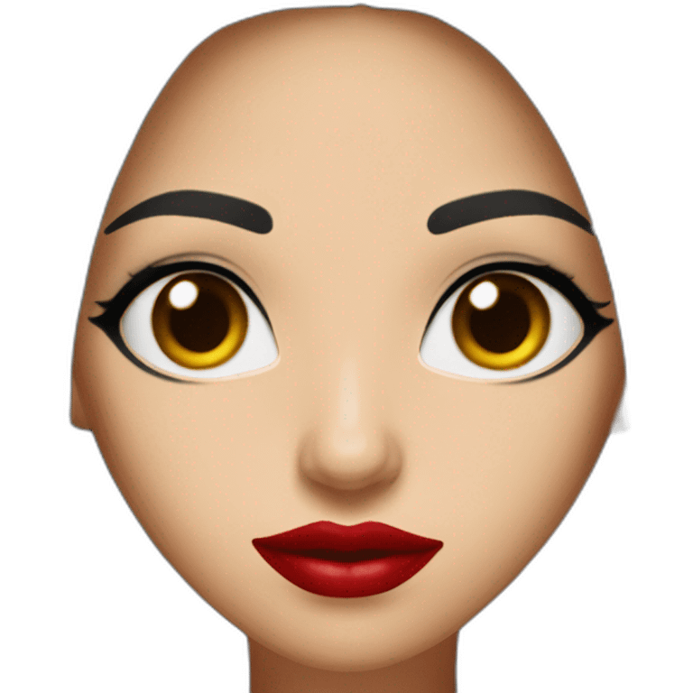 woman dark eyes spanish black haired long hair split in the middle red lips emoji