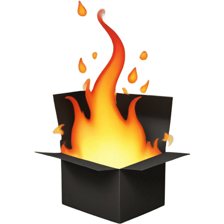 black carboard box with fire in it emoji