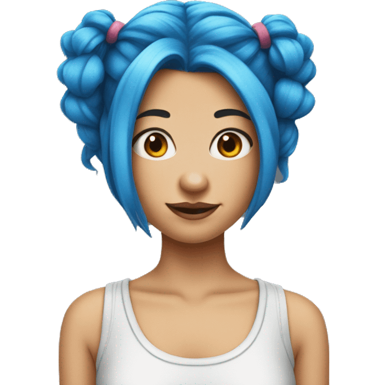 Girl with blue hair and pigtails emoji