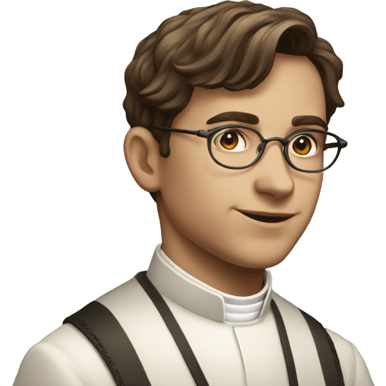 victorian young priest with brown hair and glasses emoji