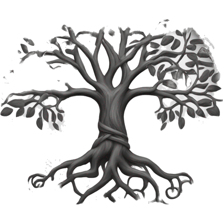 Black and white Viking style tree of Life  emoji