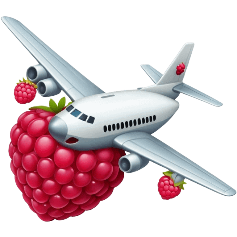 a plane crushes into a raspberry emoji