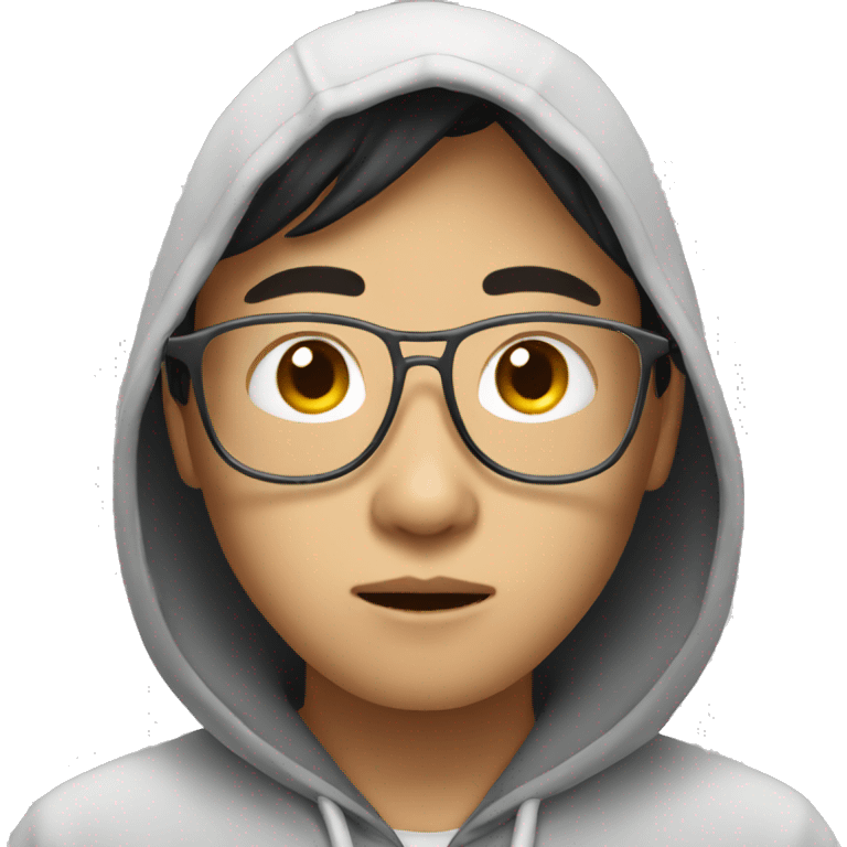 asian with a hoodie on sick  emoji