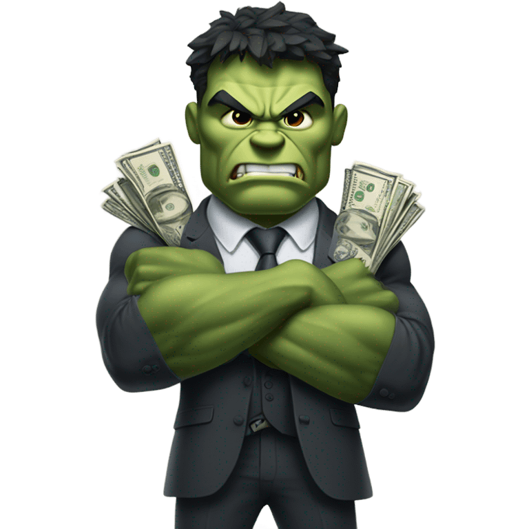 Hulk in business suit holding money  emoji