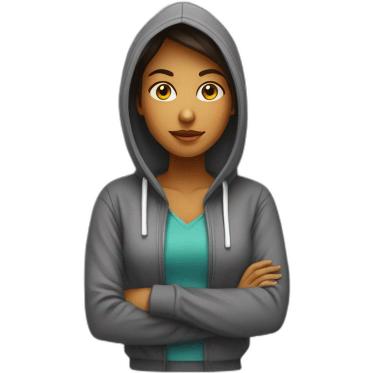 female web developer with hoodie and desktop emoji