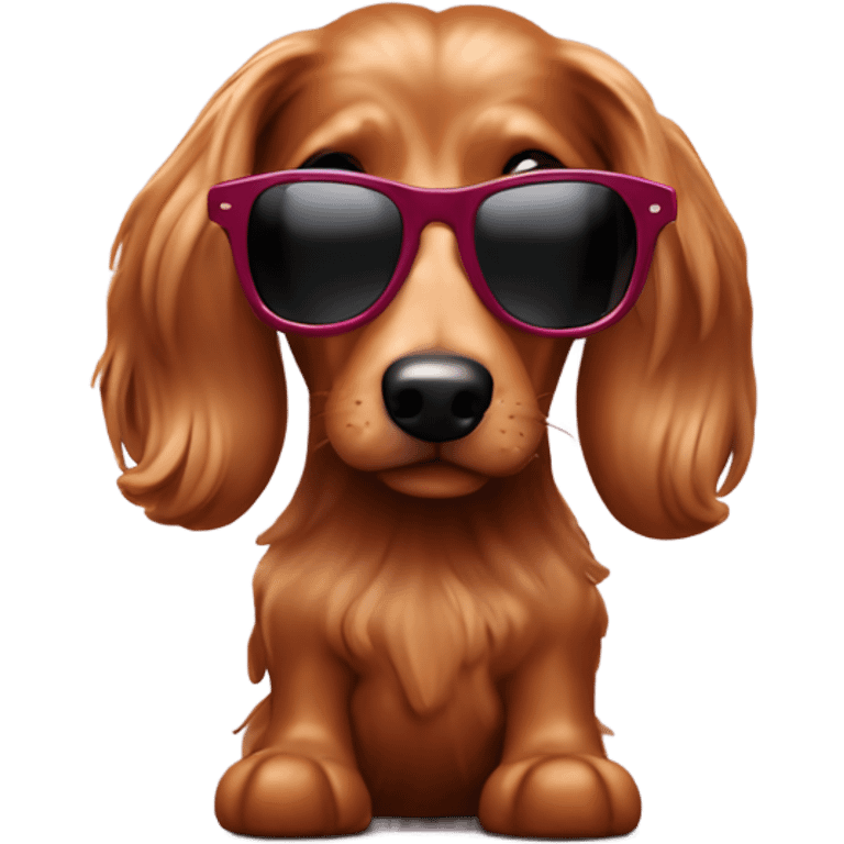 Long haired ￼sausage dog with sunglasses emoji