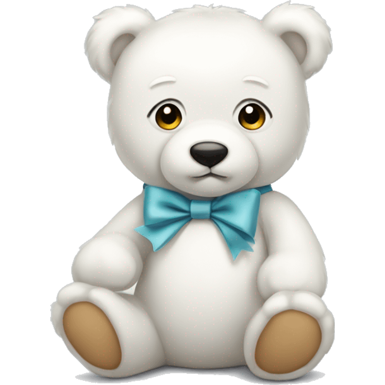 Cute white teddy bear with bow  emoji